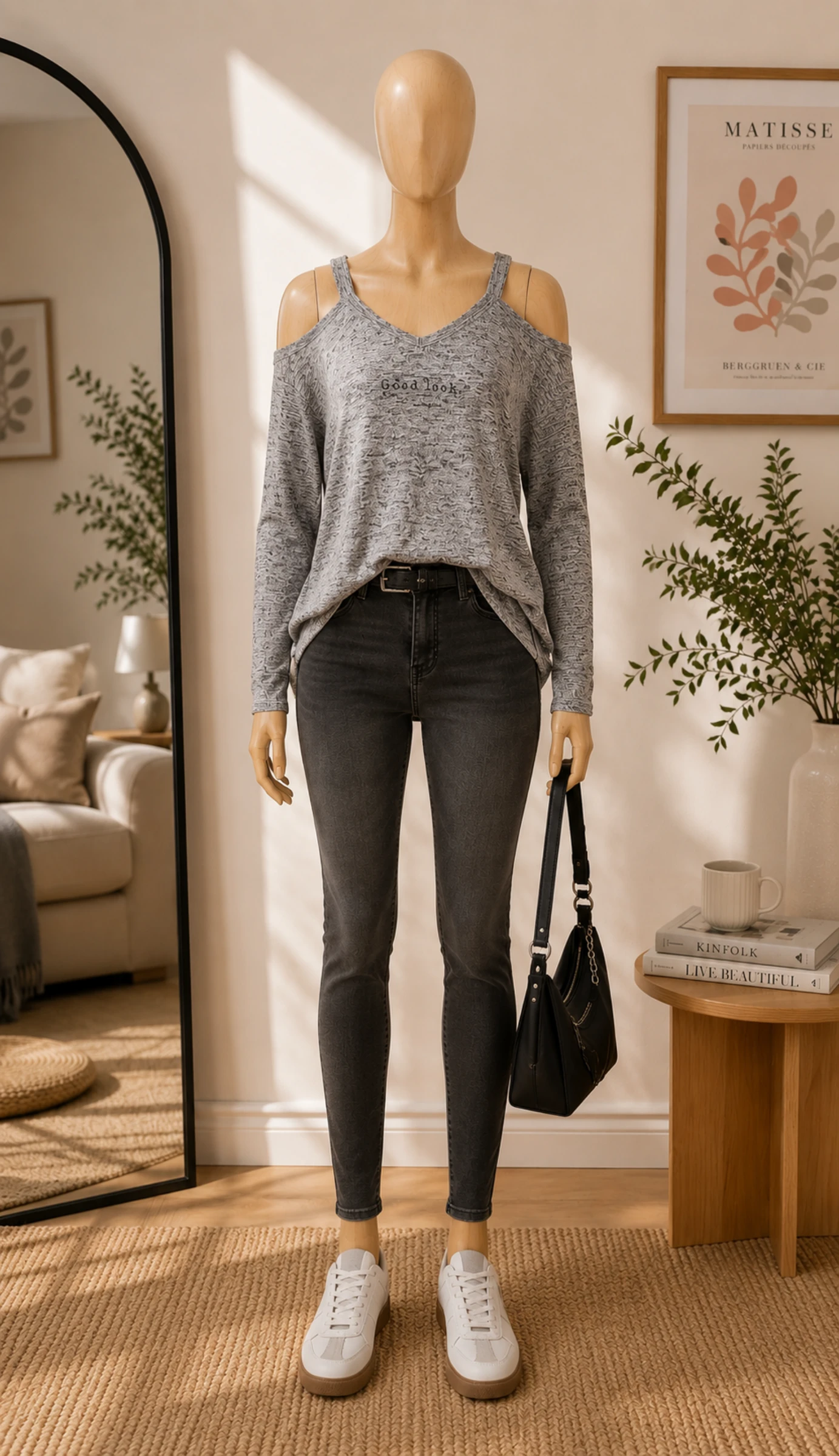Bershka Suéter TS/TFr36 - Cinza Mesclado - Leve - Ombros Descobertos e Cai até o bumbum em OTB – photo 2